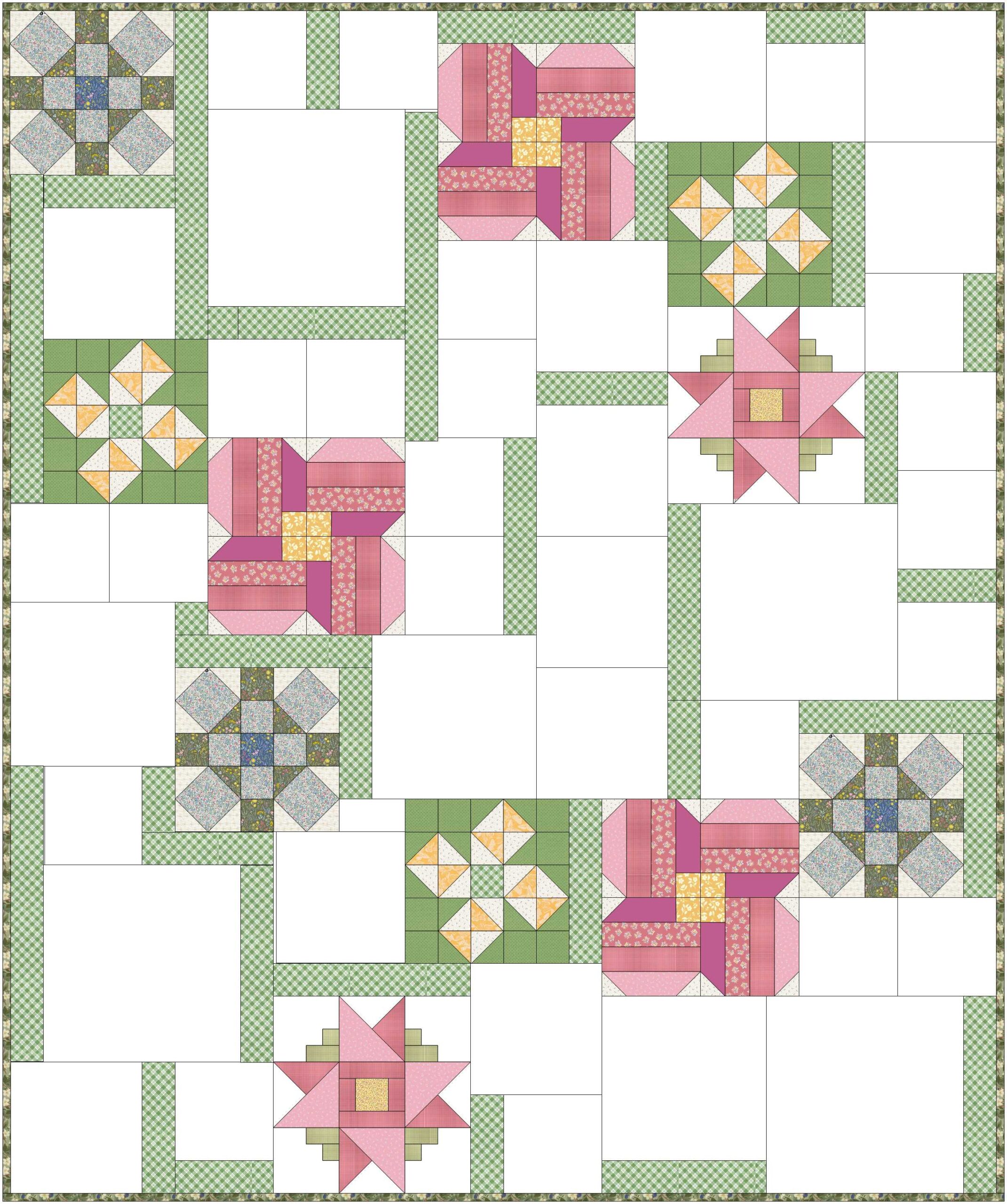 garden sampler quilt mockup